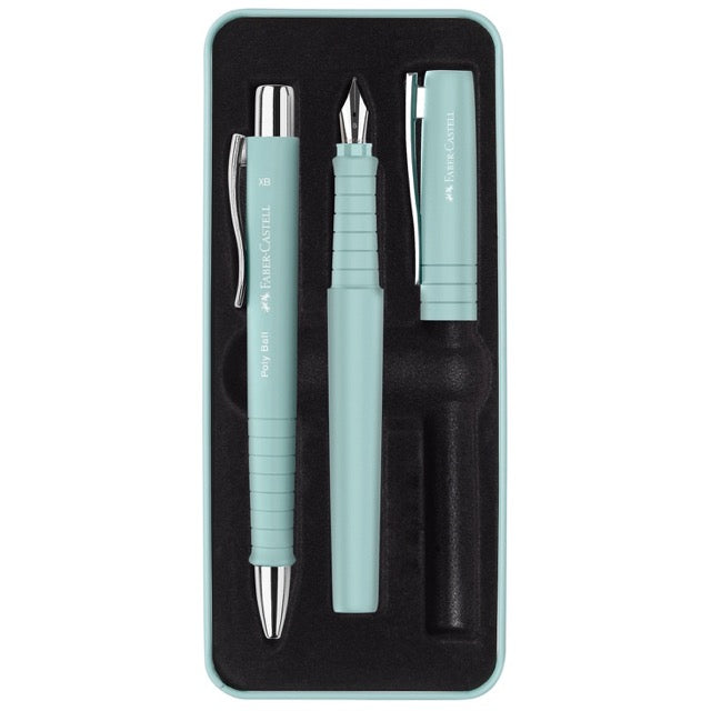 Poly Gift Tin Fountain Pen and Ballpoint Set