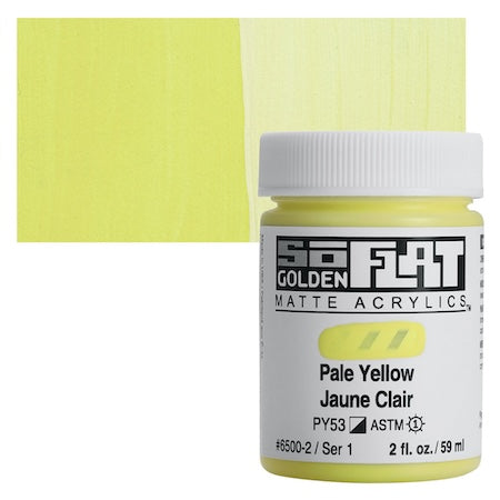 Golden SoFlat Matte Acrylic, 2 oz. Jar, Pale Yellow