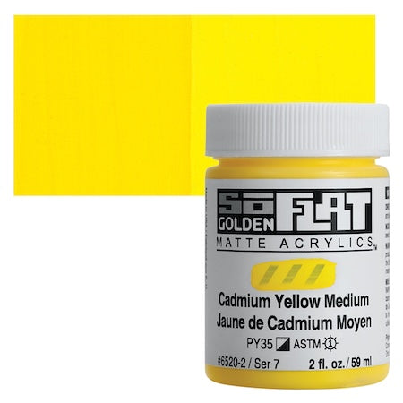 Golden SoFlat Matte Acrylic, 2 oz. Jar, Cadmium Yellow Medium