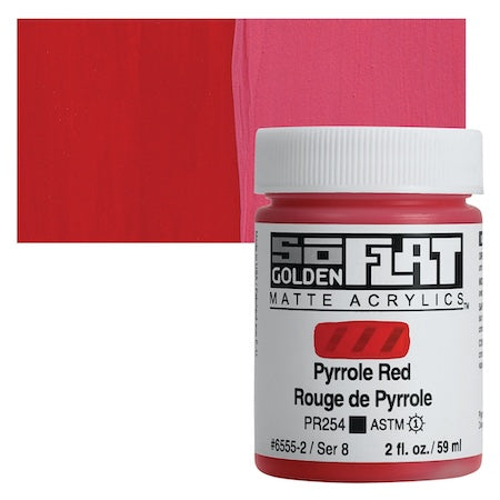 Golden SoFlat Matte Acrylic, 2 oz. Jar, Pyrrole Red