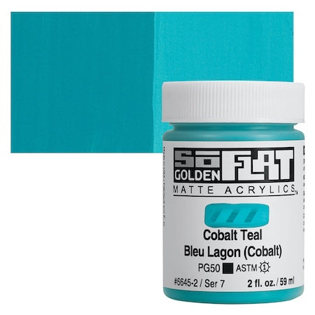 Golden SoFlat Matte Acrylic, 2 oz. Jar, Cobalt Teal