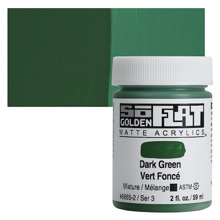 Golden SoFlat Matte Acrylic, 2 oz. Jar, Dark Green