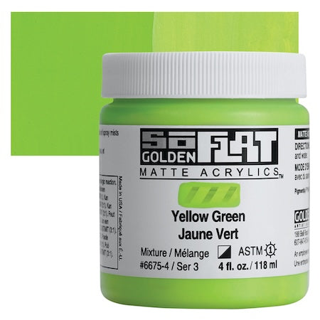 Golden SoFlat Matte Acrylic, 2 oz. Jar, Yellow Green