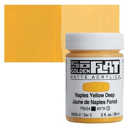 Golden SoFlat Matte Acrylic, 2 oz. Jar, Naples Yellow Deep