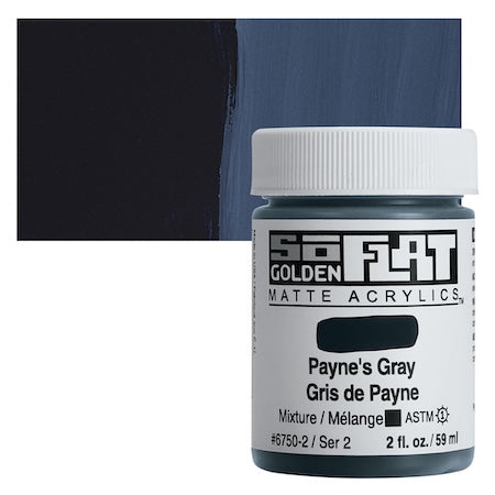 Golden SoFlat Matte Acrylic, 2 oz. Jar, Payne's Gray