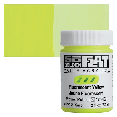 Golden SoFlat Matte Acrylic, 2 oz. Jar, Fluorescent Yellow