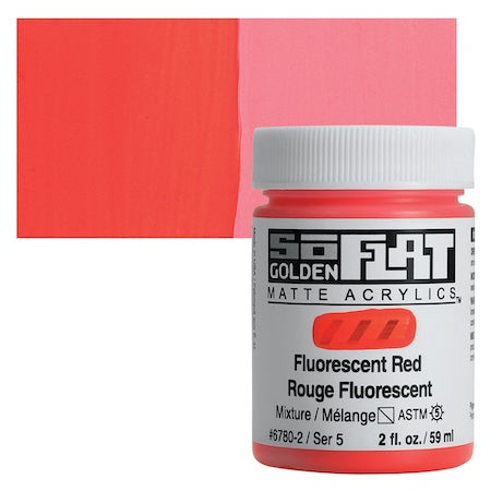 Golden SoFlat Matte Acrylic, 2 oz. Jar, Fluorescent Red