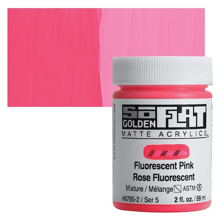 Golden SoFlat Matte Acrylic, 2 oz. Jar, Fluorescent Pink