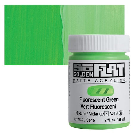 Golden SoFlat Matte Acrylic, 2 oz. Jar, Fluorescent Green