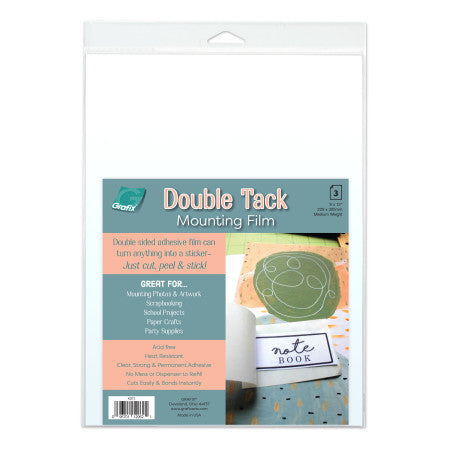 Grafix Double Tack Mounting Film, 9 in x 12 in, 3-Sheet Convenience Pack