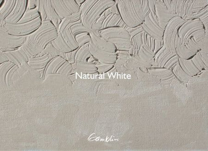 Textured wall paint sample in Natural White color with 'Gambler' brand name.