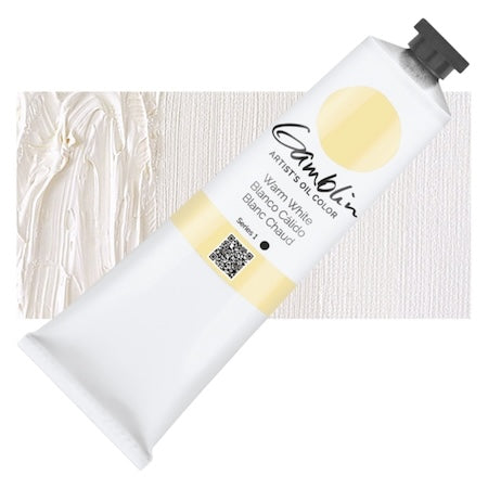 White tube of Gambin artists' oil color on a white background