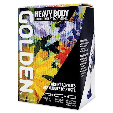 Golden Heavy Body Acrylic Set, 7-Color Heavy Body Traditional Set