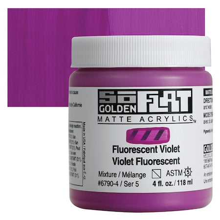 Golden SoFlat Matte Acrylic, 4 oz. Jar, Fluorescent Violet