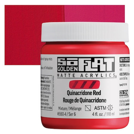 Golden SoFlat Matte Acrylic, 4 oz., Quinacridone Red