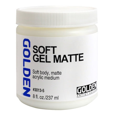 A container of Golden Soft Gel Semi-Gloss acrylic painting medium.