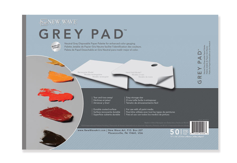 New Wave Art Palette, Disposable Paper Palettes, Grey Rectangular