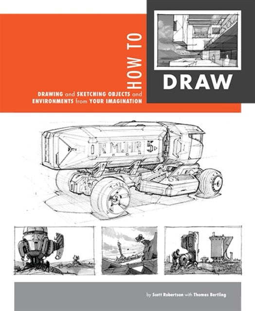 Book cover of 'How to Draw' with illustrations and text about drawing objects and environments.