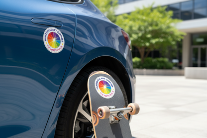 Color wheel with 'Huntsville Art Supplies' text and 'The Happy Place' tagline on a white background