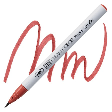 Kuretake Zig Clean Color Real Brush Marker, Deep Vermillion