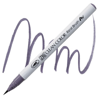 Kuretake Zig Clean Color Real Brush Marker, Purplish Gray