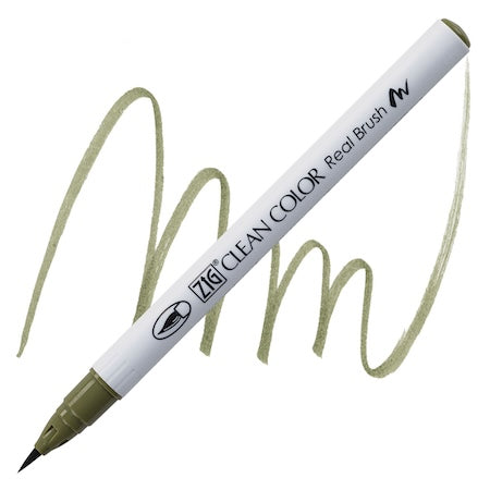 Kuretake Zig Clean Color Real Brush Marker, Smoky Olive