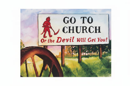 go to church or the devil will get you painting