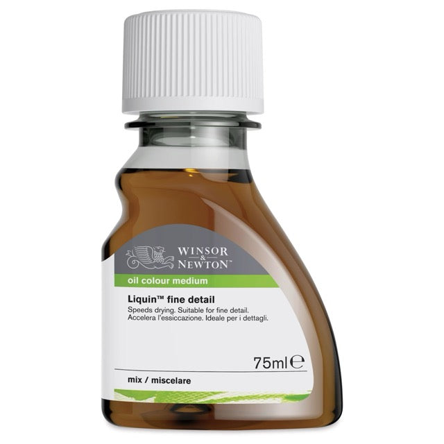 Bottle of Winsor & Newton oil color medium on a white background