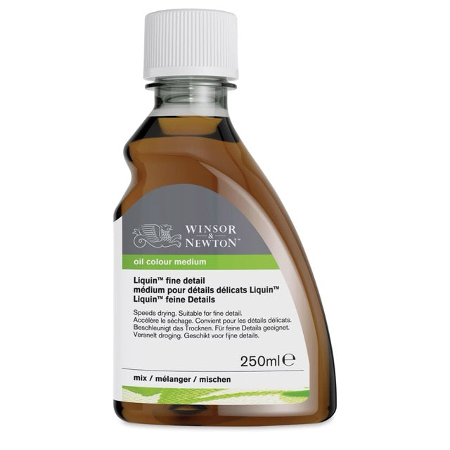 Bottle of Winsor & Newton oil color medium on a white background