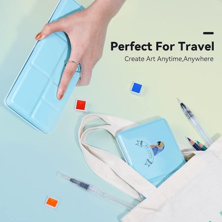 MeiLiang Watercolor Paint Set, 36 Vivid Colors in Pocket Box with Metal Ring and Watercolor Brush