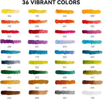 MeiLiang Watercolor Paint Set, 36 Vivid Colors in Pocket Box with Metal Ring and Watercolor Brush