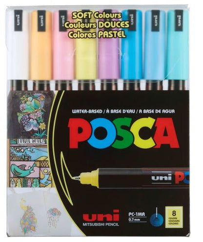 posca pc 1mr marker extra fine soft 8 color set