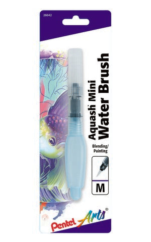 PENTEL ARTS AQUASH WATER BRUSH FLAT TIP 1 PACK CARDED