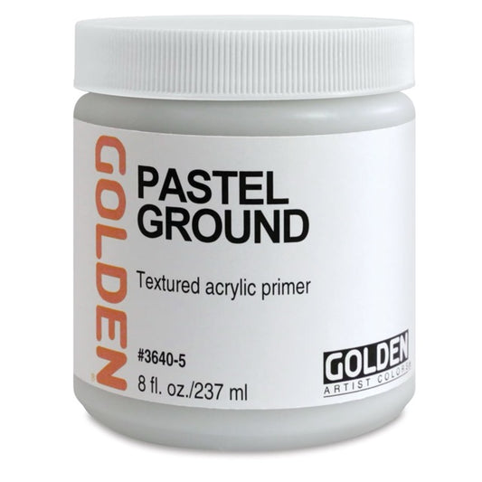 Jar of Golden Pastel Ground textured acrylic primer on a white background
