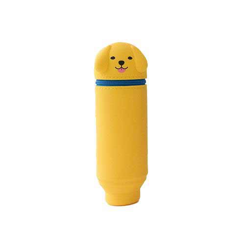 Yellow dog-shaped pen on a white background