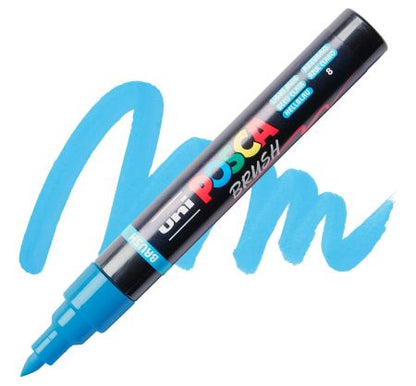 posca pc 5br paint marker brush tip light blue