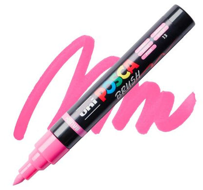 posca pc 5br paint marker brush tip pink