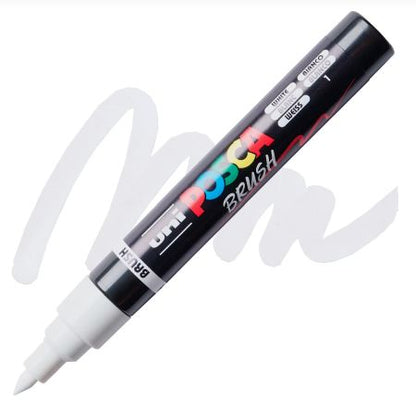 posca pc 5br paint marker brush tip white