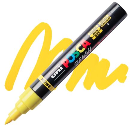posca pc 5br paint marker brush tip yellow