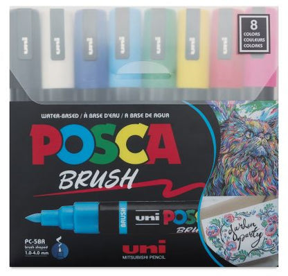 posca pc 5br marker brush tip 8 color set