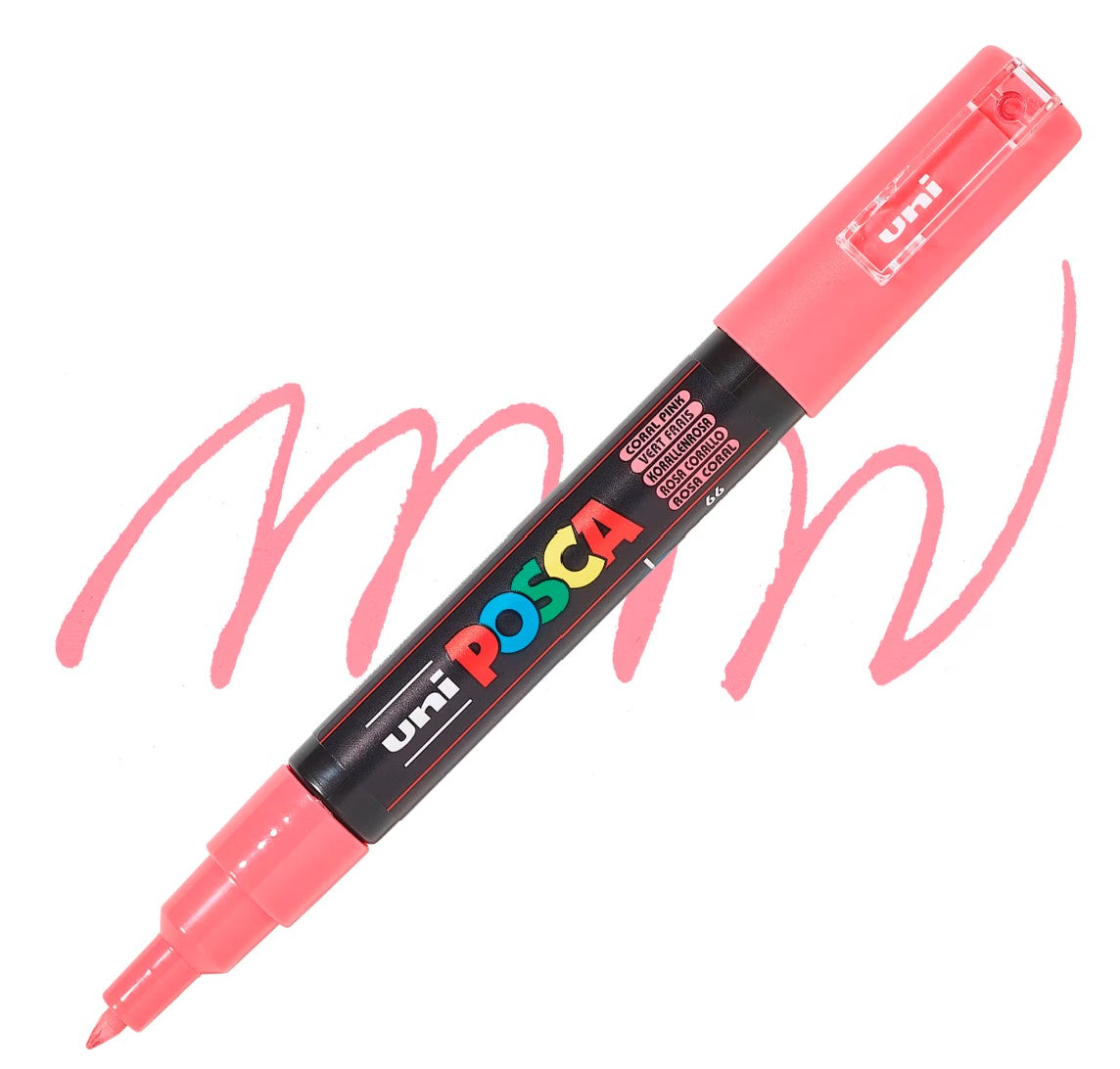 posca pc 1m marker extra fine tapered bullet tip coral pink