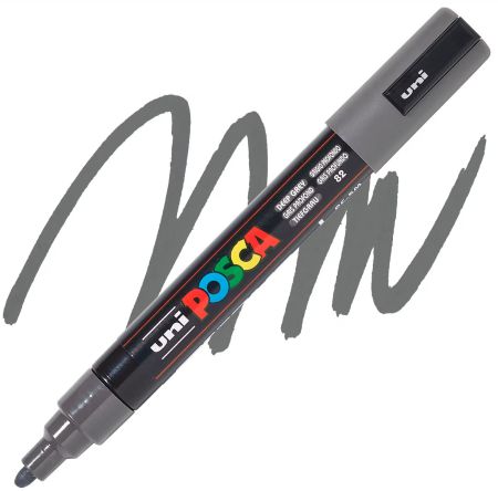 posca pc 5m marker medium bullet tip deep gray