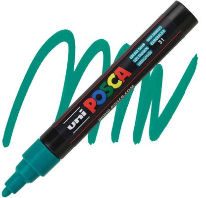posca pc 5m marker medium bullet tip emerald green