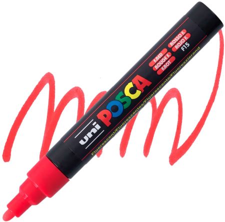 posca pc 5m marker medium bullet tip fluorescent red