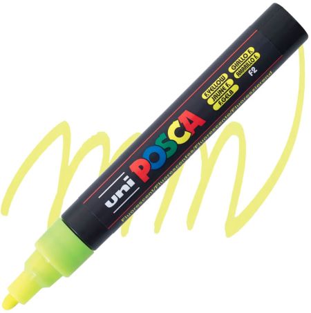 posca pc 5m marker medium bullet tip fluorescent yellow