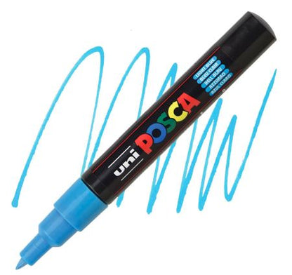 posca pc 1m marker extra fine tapered bullet tip light blue