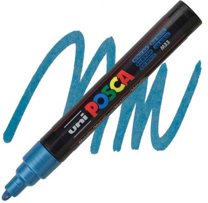 posca pc 5m marker medium bullet tip metallic blue
