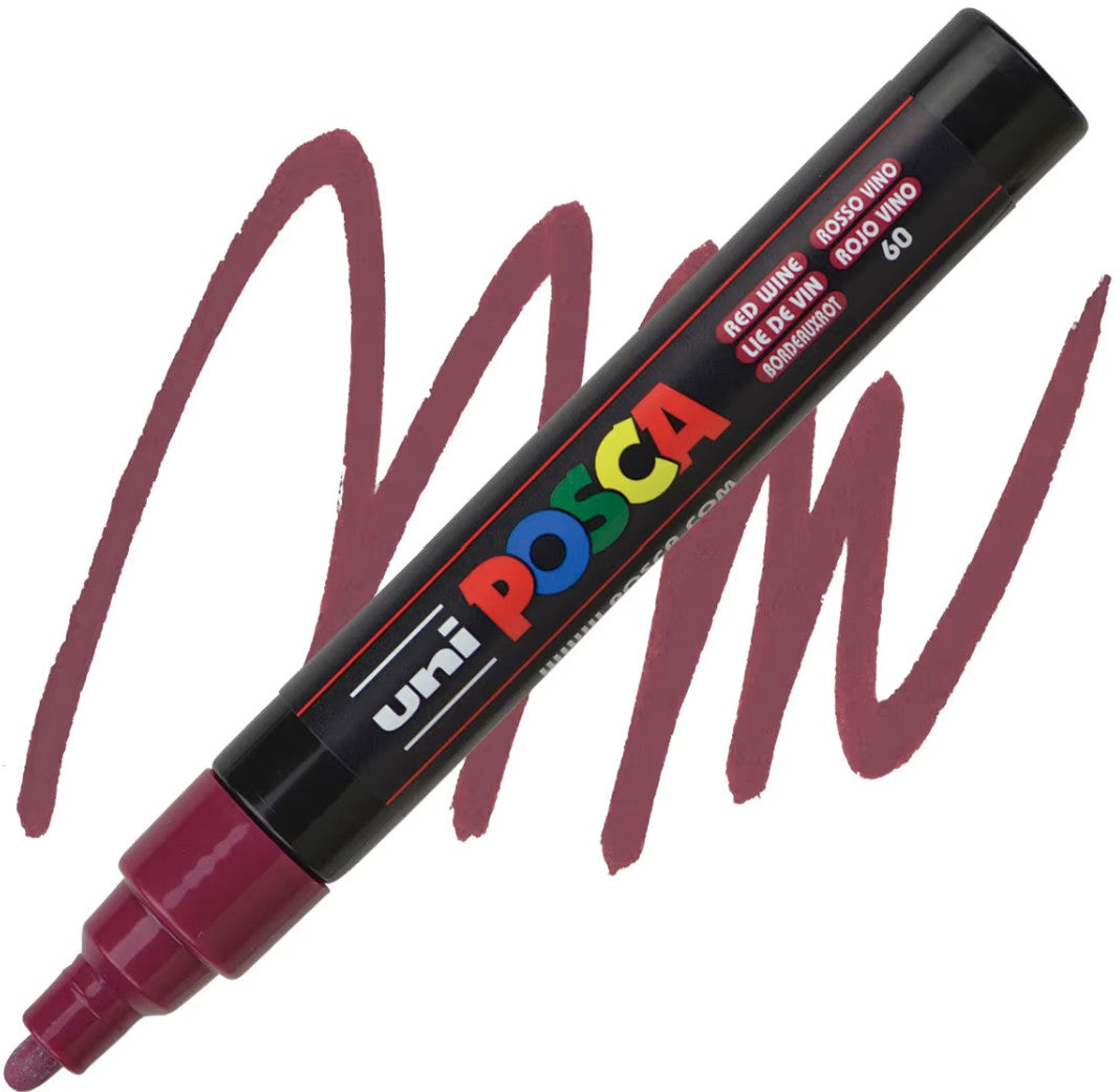 posca pc 5m marker medium bullet tip red wine