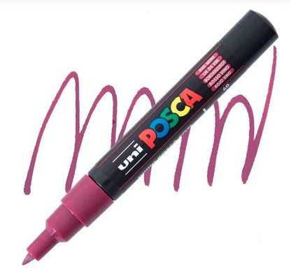 posca pc 1m marker extra fine tapered bullet tip red wine