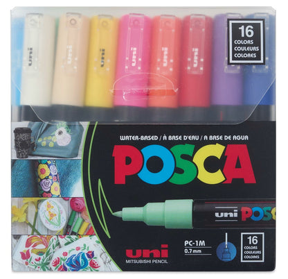 posca pc 1m extra fine tapered bullet tip basic 16 color set